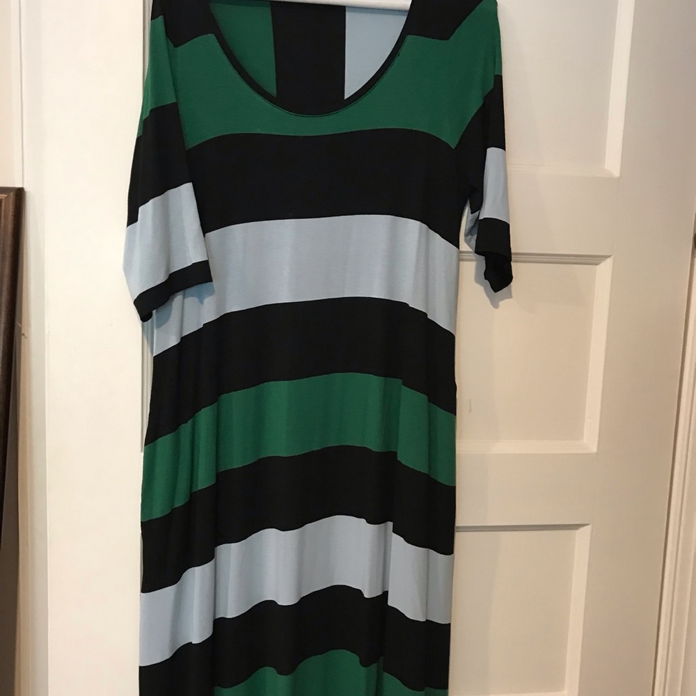 Blue and green striped alembika maxi dress